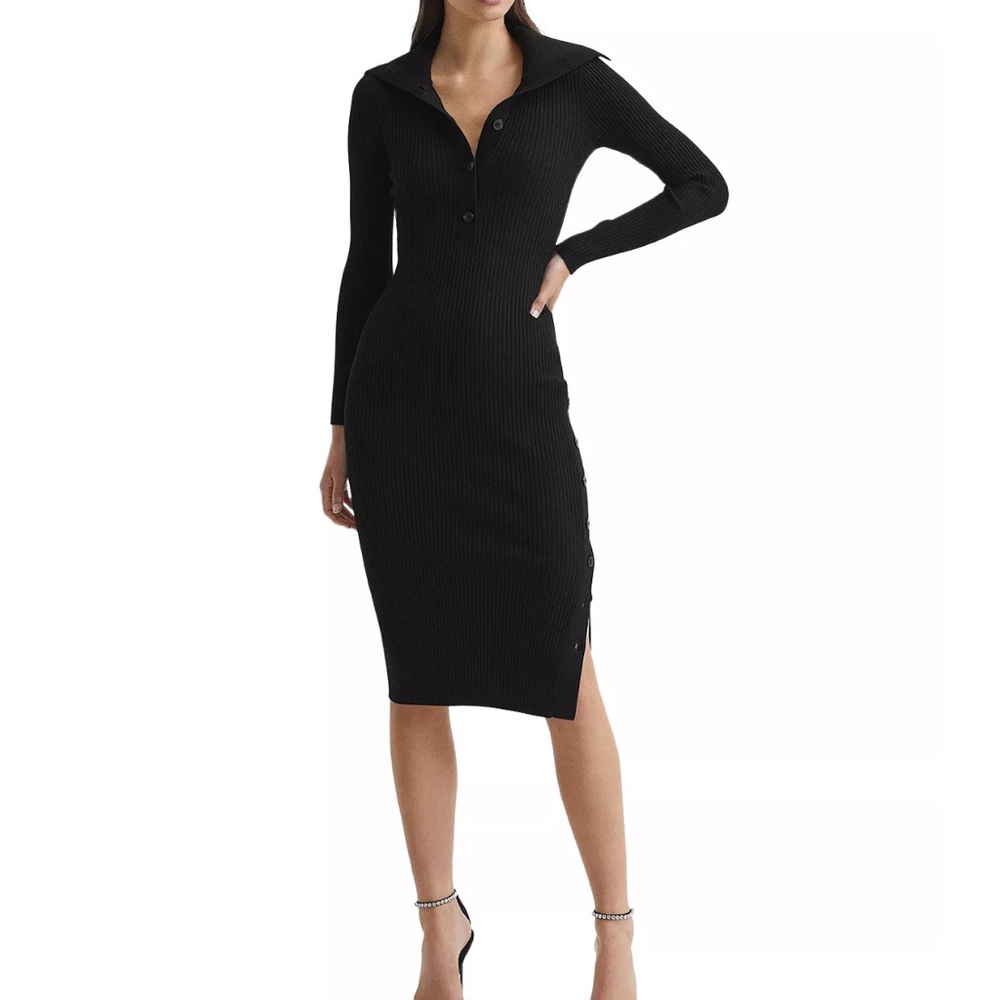 Reiss navy knit pencil dress XS